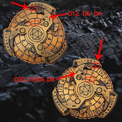 7-in-1 Spinner DND Dice Set, Rotate Metal Rotate Dungeons and Dragons DND Compass Dice, Cool RPG Role Playing Table Game Dice（Gold） - color: Mechanical -Gold