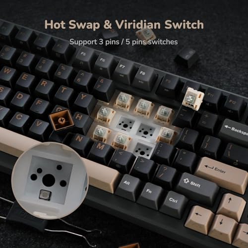 RK ROYAL KLUDGE M75 Wireless Mechanical Keyboard 2.4Ghz/BT5.1/USB-C Gaming Keyboard 75% Layout 81 Keys Gasket Mount with OLED Display & Knob RGB Backlight Hot-Swappable Light Switch, Grey - color: Grey, size: Light Switch