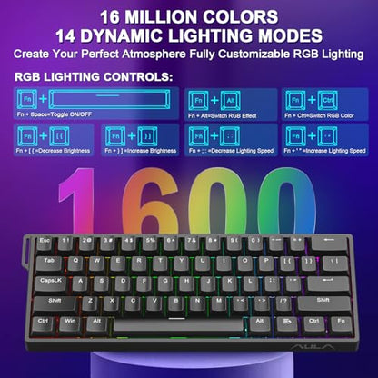 WIN60 HE 60% Mechanical Keyboard Wired, Hall Effect Gaming Keyboard Magnetic Switch Hot Swappable, Adjustable Actuation Rapid Trigger 8000Hz Polling Rate, RGB Keyboard - color: Black