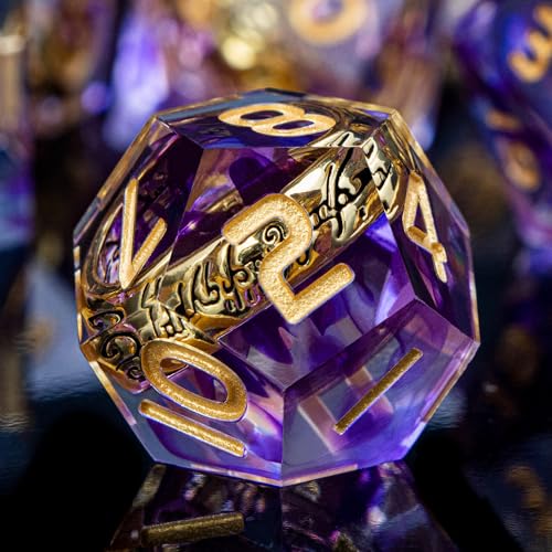 Magic Golden Ring DND Dice Set Sharp Edge Red Resin Dice with Box, for use with RPG D&D Tabletop Games Lord D and D Polyhedral Dice Set - color: Ring - Purple-1