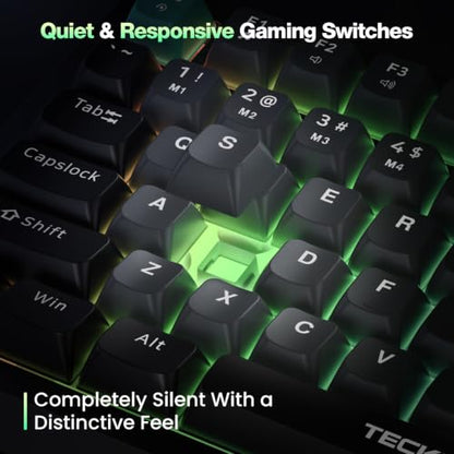 TECKNET 75% Compact Gaming Keyboard, 82-Key RGB Backlit Wired Keyboard with 26-Key Anti-Ghosting, Quiet Responsive Keys, Ergonomic Design, USB Plug & Play Keyboard for PC, Laptop, Gaming & Office