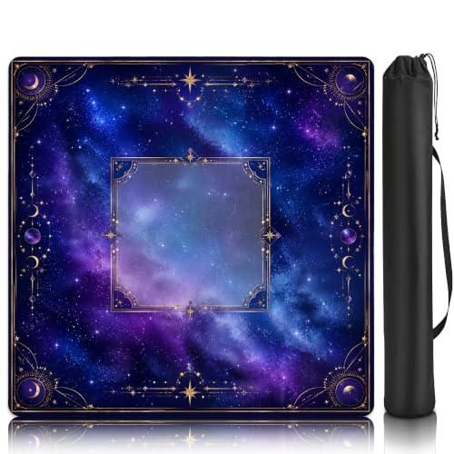 Purple Galaxy Mahjong Mat for Table 31.5 x 31.5 Non Slip Noise Mah Jongg Mats for Dominoes Poker Card Board and Tile Games Gifts - color: Purple Galaxy