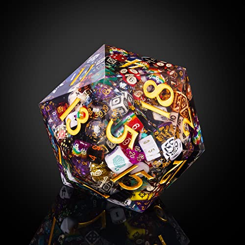 UDIXI Giant D20 DND Dice 160mm Large 20 Sided Dice for RPG D&D, Home Decor | Handmade D&D Collections, with Hundreds Dice Inclusions, DM Gift, for Dungeons and Dragons Role Playing Games - color: Giant D20 With Inclusions