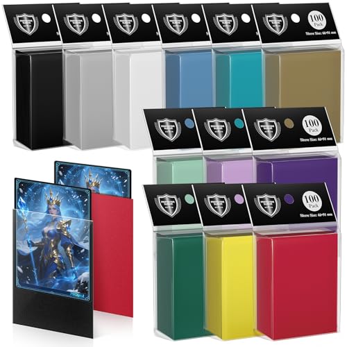 1200 Pack Card Sleeves, Matte Dual Trading Card Sleeves with Opaque Back & Smooth Shuffle, Tear Resistant Card Protectors for MTG, TCG and Game Cards (12 Colors) - color: 12 Colors, size: 1200 Pack