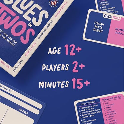 Clues in Twos | The Most Fun You can Have with Two Words! | A Family Friendly Party Game Perfect for Teens & Adults | Age 12+ | 2-8 Players (Classic Edition)