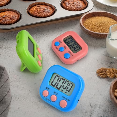 6 Pcs Multi-Function Electronic Timer, Small Timers for Classroom Digital Kitchen Timer Magnetic Digital Timer Countdown Time for Cooking Game Gym Break Time Classroom (Pink,Blue,Green, 3)