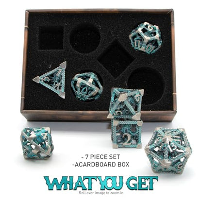 D&D Dice, Metal Polyhedral Dice Set Role Playing DND Dice for Dungeons and Dragons HNCCESG Hollow Cthulhu Dice for Table Game RPG MTG (Blue) - color: Cthulhu Blue