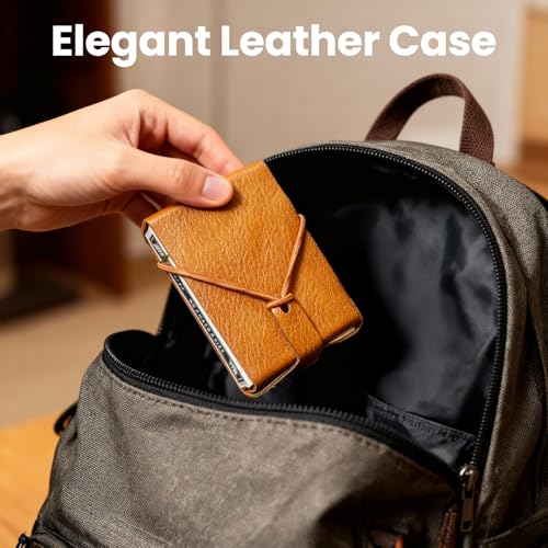 Foleto Travel Cribbage Board Game – 3-Track Leather Set w/Cards & Pegs | Folds 3.9x2.7x1.2in, unfolds 8in | wood+leather | 6 pegs+cards | 2-3 players | travel/camping/family