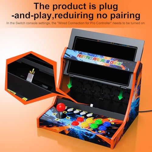 Retro Switch Arcade Stick,Screenshot Version (Screen Not Included) | Arcade Fighting Games Cabinet for Switch,OLED&Switch 2.Features Screenshot(No-voice),LED Indicators and Programmable Buttons