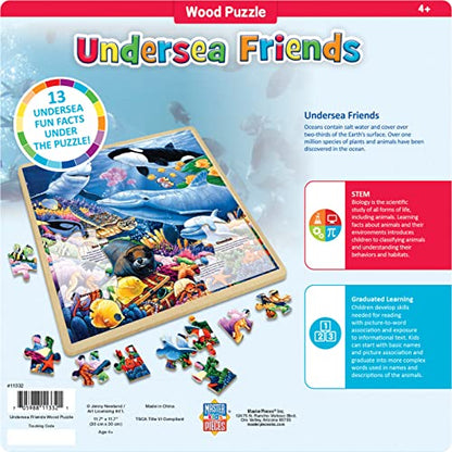 Masterpieces 48 Piece Fun Facts Jigsaw Puzzle for Kids - Undersea Friends Wood Puzzle - 12"x12" - style: Undersea Friends