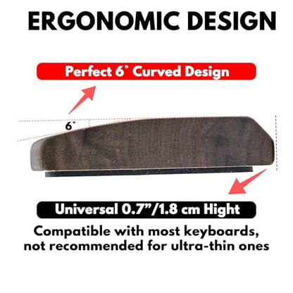Walnut Wooden Wrist Rest Pad for 75% 80% TKL Keyboard, Ergonomic Solid Wood Hand Rest with Non-Slip Base, Stain Resistant Palm Support for Typing & Gaming (14.2“ L) - size: 75%-80% Tenkeyless Keyboard
