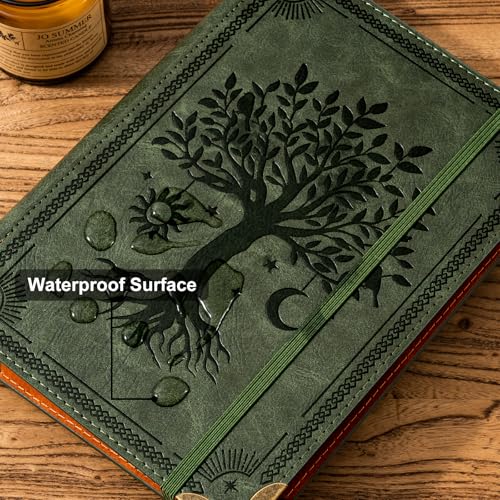 Ovesmusl PU Leather A5 Binder 6 Ring Refillable Journal 100 GSM 240 Pages Refill Paper Include A5 Planner Binder Loose Leaf Binder Notebook 5.7”x8.3”, Green Tree - color: Green Tree