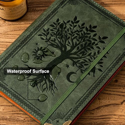 Ovesmusl PU Leather A5 Binder 6 Ring Refillable Journal 100 GSM 240 Pages Refill Paper Include A5 Planner Binder Loose Leaf Binder Notebook 5.7”x8.3”, Green Tree - color: Green Tree