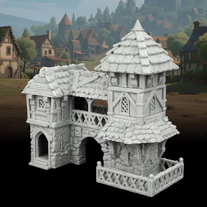 AUSPDICE Tudor Style Village Home, 25mm Unpainted Medieval RPG Terrain | 1:64 High-Detail Fantasy Building for DND, Dungeons and Dragons, Tabletop Scenery, TTRPG Campaigns, Wargames-AF1124C - color: Af1124c Medieval Village C