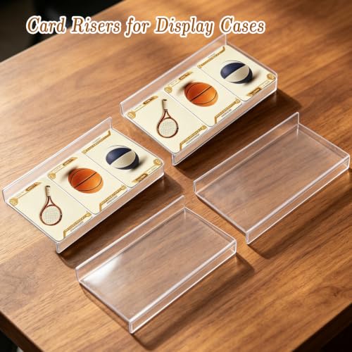 12 Pcs Trading Card Risers for Display Case, Acrylic Display Risers for Sports Cards, Clear Tiered Display Stand for Cases & Retail Glass, Graded Card Display Stand for Cardshow Vendor