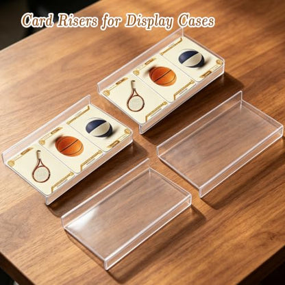 12 Pcs Trading Card Risers for Display Case, Acrylic Display Risers for Sports Cards, Clear Tiered Display Stand for Cases & Retail Glass, Graded Card Display Stand for Cardshow Vendor