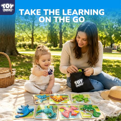 TOY Life Toddler Puzzles Ages 2-4, Wooden Puzzles for Toddlers 1-3, 7 Pcs Dinosaur Puzzle 2 Year Old, Puzzles for Kids Ages 3-5, Toddler Boy Toys 2-3, Educational Learning Toys for 3 Year Old - style: Dinosaur