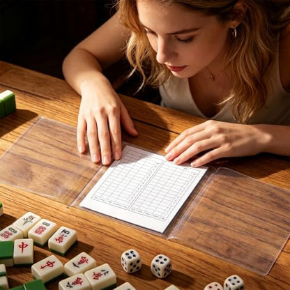 2pcs Mahjong Card Cover Protector, Waterproof Cover Holder Large Print Size(6 1/8”x4 3/4”), Matte Clear Plastic Sleeves Accessories for Protecting Scorecards Rule Sheets Hand Cards