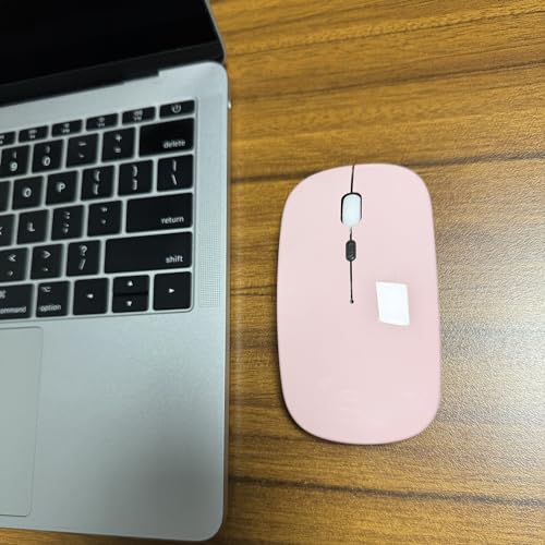 PEIBO Bluetooth Wireless Mouse for Laptop mac MacBook ipad MacBook air MacBook pro pc Desktop Computer Windows Chromebook Notebook (Pink White) - color: PINK white