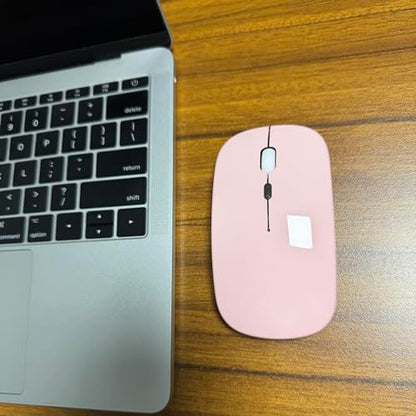 PEIBO Bluetooth Wireless Mouse for Laptop mac MacBook ipad MacBook air MacBook pro pc Desktop Computer Windows Chromebook Notebook (Pink White) - color: PINK white