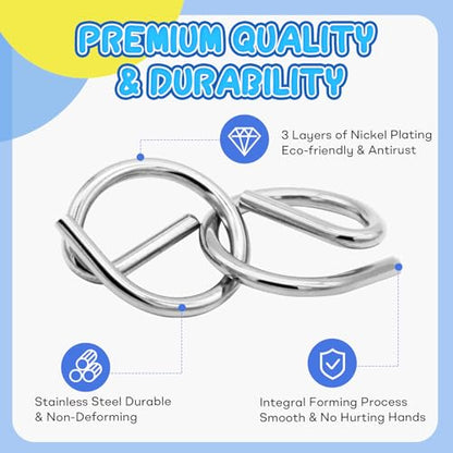 Metal Brain Teaser Puzzles Ring Educational Toys, Steel IQ Games Physics Mind Metal Puzzles for Adults, Unlock Interlock Game, Brain Teaser Puzzle for Party Favor Kids (C) - style: C