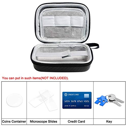 Jiusion Hard Case for Carson MicroBrite Plus Pocket Microscope (MM-300 or MM-300MU) and MicroFlip (MP-250 or MP-250MU) Travel Storage Carrying Include Carabiner and Strap - size: For MM-300 and MP-250