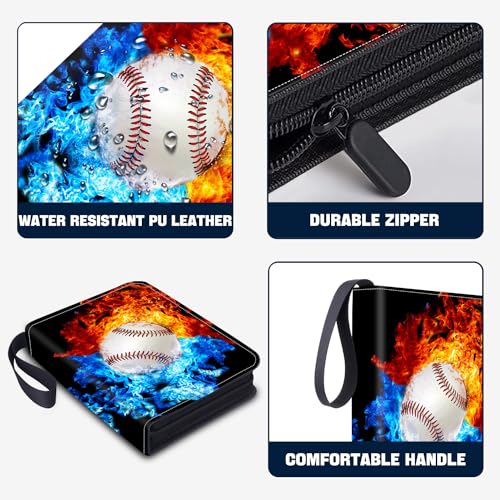 Baseball Card Binder with Sleeves,9-Pocket Trading Card Holder Card Collectors Album Hold Up to 900 Cards,Card Folder For Baseball Football Basketball Sport Trading Cards,TCG,MTG,PTG Games - color: Baseball-900