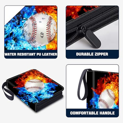 Baseball Card Binder with Sleeves,9-Pocket Trading Card Holder Card Collectors Album Hold Up to 900 Cards,Card Folder For Baseball Football Basketball Sport Trading Cards,TCG,MTG,PTG Games - color: Baseball-900