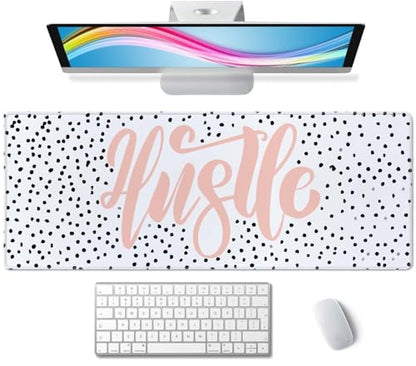 Hustle Gaming Mouse Pad, Extended Large Mouse Mat Desk Pad, Big Computer Keyboard Desk Pad, Stitched Edges Mousepad, 3mm Thick Long Non-Slip Rubber Base Mice Pad, 31.5 X 11.8 Inch - color: Hustle