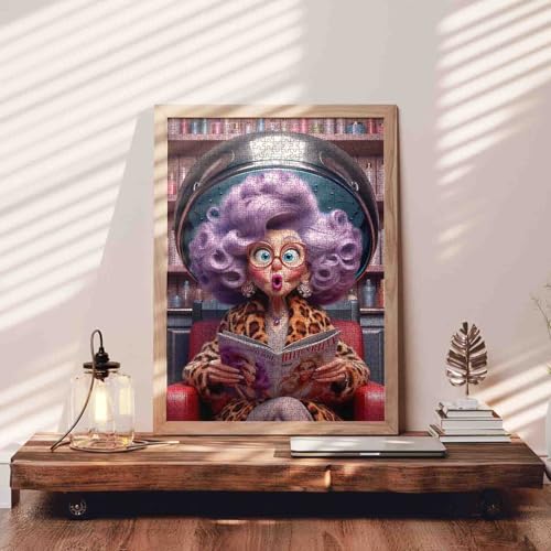 Old Lady Jigsaw Puzzles Old Woman 1000 Pieces for Adult Grandma Intellectual Decompressing Fun Family Game Challenging for Family Friend Game 19.7 x 27.6 Inch - color: Old Woman-a15