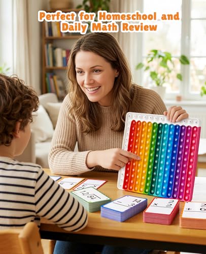 JoyCat 288 Math Flash Cards & Leanring Chart, 4 Operations, Ages 4-8 | Double-sided flash cards and chart with bag, support home practice, math centers and classroom review