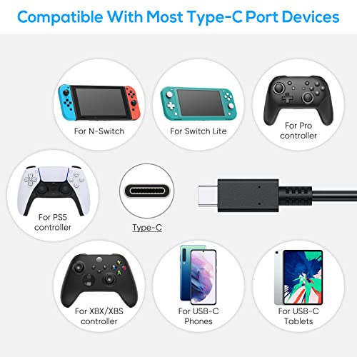 Charging Cable for Switch 2/Switch Lite/Switch OLED, Charger for Switch and Switch Lite, for Samsung Galaxy S9 S8 Note 8 and Other USB C Cable (9.8ft) Black