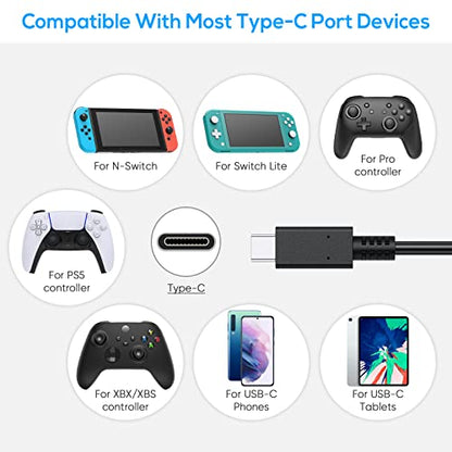 Charging Cable for Switch 2/Switch Lite/Switch OLED, Charger for Switch and Switch Lite, for Samsung Galaxy S9 S8 Note 8 and Other USB C Cable (9.8ft) Black