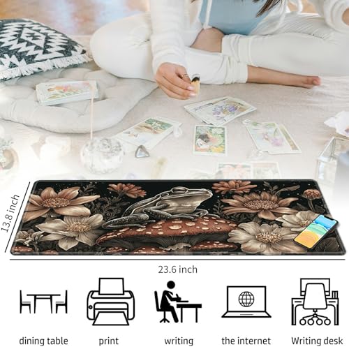 Frog On Mushrooms for MTG & TCG Playmat Mouse Pad,BFDHGQZC 24" x 14" Game Mat for MTG/RPG/CCG Trading Card Game Playmats Table Mat Perfect for Card Games Video Games Computer Office - color: Frog on Mushrooms