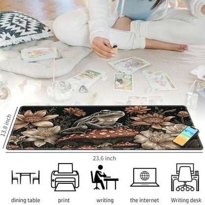 Frog On Mushrooms for MTG & TCG Playmat Mouse Pad,BFDHGQZC 24" x 14" Game Mat for MTG/RPG/CCG Trading Card Game Playmats Table Mat Perfect for Card Games Video Games Computer Office - color: Frog on Mushrooms