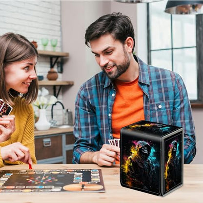 Card Deck Box for Trading Cards,MTG Commander Deck Box Fits 100+ Single Sleeved Cards,Leather Magnetic Card Storage Box for YuGiOh TCG CCG Cards,Skeleton Skull - color: Skeleton Skull