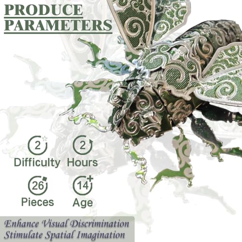 3D Metal Puzzles for Adults,Green Cicada 3D Model Building Puzzle Kits,Cool Insect Animal Themed Design,Bugs Model Kits Brain Teaser DIY Assembling Crafts Kits Creative Ornament(Cicada) - color: Cicada