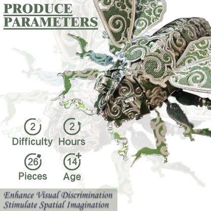3D Metal Puzzles for Adults,Green Cicada 3D Model Building Puzzle Kits,Cool Insect Animal Themed Design,Bugs Model Kits Brain Teaser DIY Assembling Crafts Kits Creative Ornament(Cicada) - color: Cicada