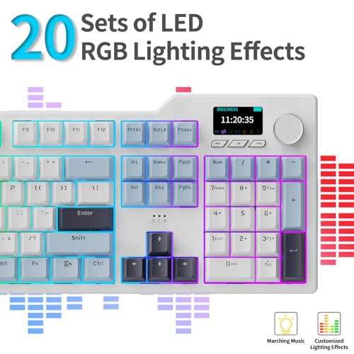 DAIDAI×AJAZZ AK35I V3 Full Size Hot Swap Mechanical Gaming Keyboard with Screen & Knob 2.4G/BT/USB-C Gasket Keyboard FR4 Plate 8000mAh Battery South Facing LED RGB (Avocado Axis) - color: AK35i V3 MAX