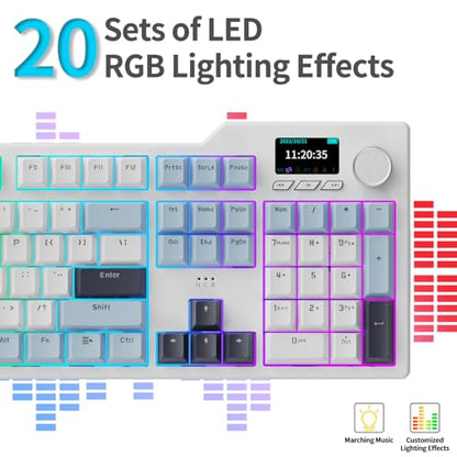DAIDAI×AJAZZ AK35I V3 Full Size Hot Swap Mechanical Gaming Keyboard with Screen & Knob 2.4G/BT/USB-C Gasket Keyboard FR4 Plate 8000mAh Battery South Facing LED RGB (Avocado Axis) - color: AK35i V3 MAX