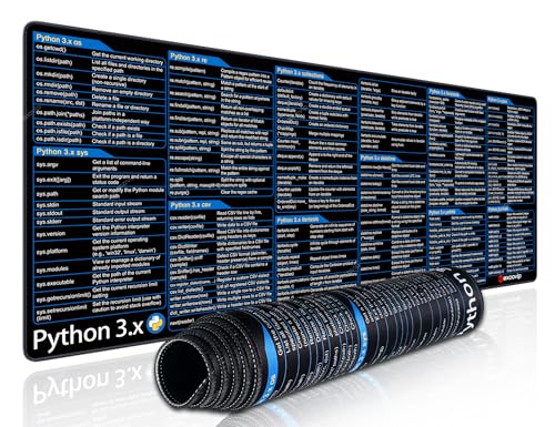 excovip Commands Shortcuts Mouse Pad for Python3.x-Extended Large Cheat Sheet Mousepad PC Office Spreadsheet Keyboard Mouse Mat Non-Slip Stitched Edge 80x30x0.2 cm 0548 - color: for Python3.x