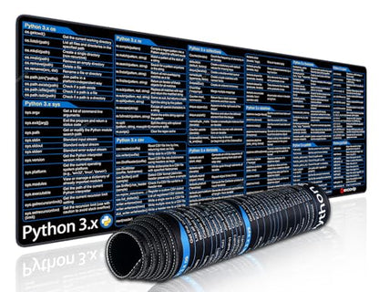 excovip Commands Shortcuts Mouse Pad for Python3.x-Extended Large Cheat Sheet Mousepad PC Office Spreadsheet Keyboard Mouse Mat Non-Slip Stitched Edge 80x30x0.2 cm 0548 - color: for Python3.x