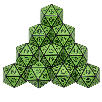 SmartDealsPro 10-Pack Retro 26mm Large 20 Sided Dice D20 Polyhedral Dice for DND RPG MTG Table Game(Retro Green) - color: Retro Green