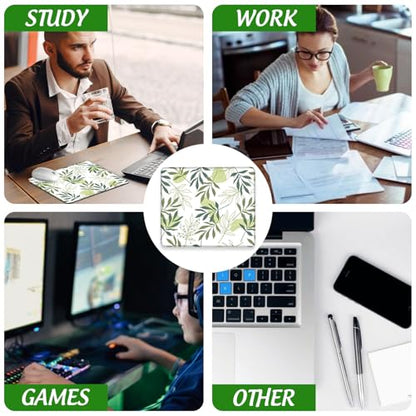 Artistic Leaves Mouse Pad Square Mouse Pads with Stitched Edge, Computer Mousepad with Non-Slip Rubber Base for Computer Laptop Office Desk Accessories 9.5x8 Inches - color: Artistic Leaves