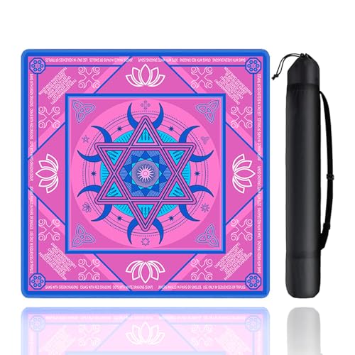Mahjong Mat for Table(33" x 33"), Mahjong Table Cover with Rules, Non-Slip & Noise Reduction Gaming Mat, Portable Tablecloth for Mahjong, Board, Poker, Card, Domino & Tile Games