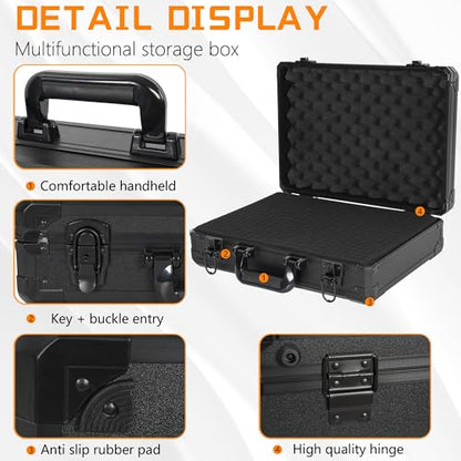 17 Inch Aluminum Carrying Case 17 X 12 X 6 Inch Ideal for Microphone & Camera Gear Transportation, DJ Mixer Case with Customizable Pre-Diced Foam, Black - size: Inner：16.5''X 11.5''X 5.5''