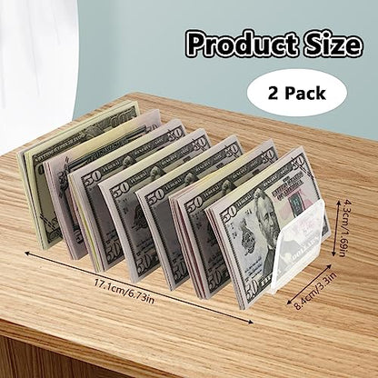 2 Pack Acrylic Cash Trays Money Budget Tray 7 Section Divider Acrylic Money Organizer Clear Cash Organizer Cash Holder Money Storage Organizer