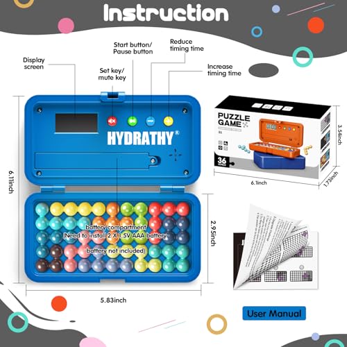 Brain Teaser Puzzles Games for Kids Adults with Timer, 2 Modes Handheld Travel Games, Single Player Mind Challenge Toys, STEM Montessori Educational Gifts for Kids 3+, Teens & Adults (Blue) - color: Blue