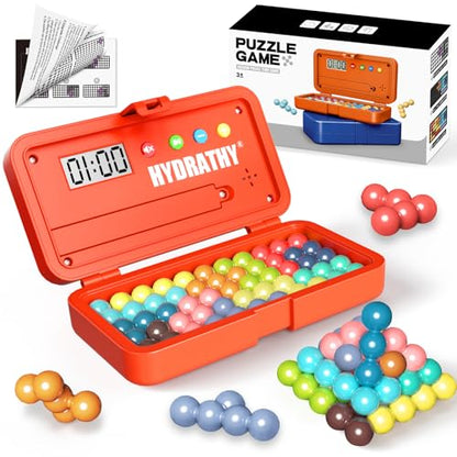 Brain Teaser Puzzles Games for Kids Adults with Timer, 2 Modes Handheld Travel Games, Single Player Mind Challenge Toys, STEM Montessori Educational Gifts for Kids 3+, Teens & Adults (Red) - color: Red