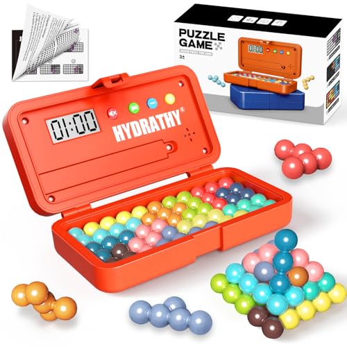 Brain Teaser Puzzles Games for Kids Adults with Timer, 2 Modes Handheld Travel Games, Single Player Mind Challenge Toys, STEM Montessori Educational Gifts for Kids 3+, Teens & Adults (Red) - color: Red